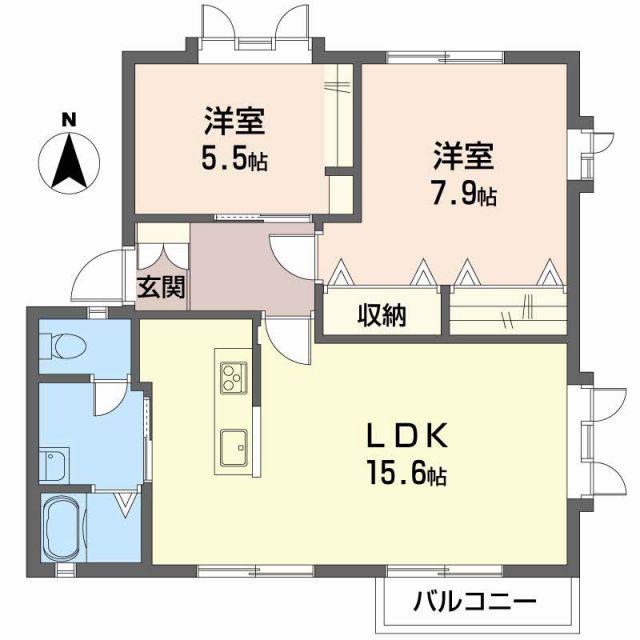 フレグランス西尾張部A棟(2LDK/2階)の間取り写真