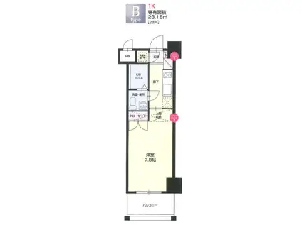 NO.67 ORIENTBLD(1K/14階)の間取り写真