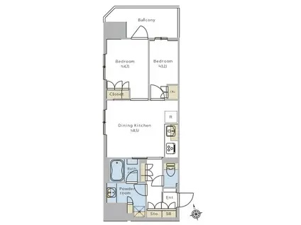 ブリリアイスト浅草橋(2DK/12階)の間取り写真