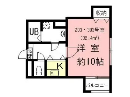 エザンス(1K/2階)の間取り写真