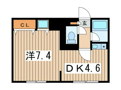ソシエ南林間(1DK/2階)の間取り写真