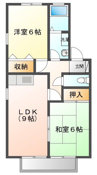 リヴェール(2LDK/2階)の間取り写真