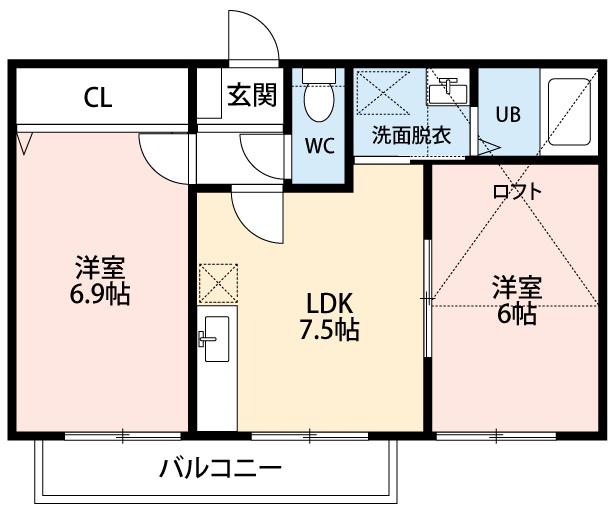 ネイ・フリーデンII(2LDK/2階)の間取り写真