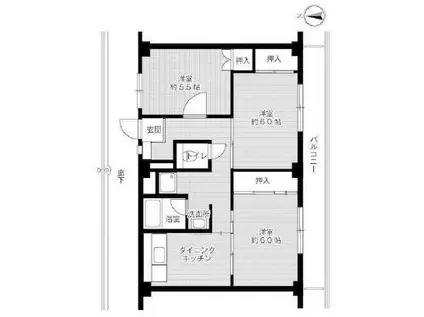 ビレッジハウス浦田4号棟(3DK/2階)の間取り写真