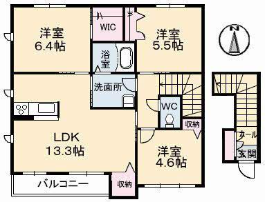アルコA棟(3LDK/2階)の間取り写真