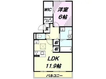 匠乃館B(1LDK/3階)の間取り写真