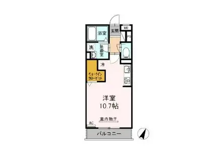 スカイハウス(ワンルーム/1階)の間取り写真