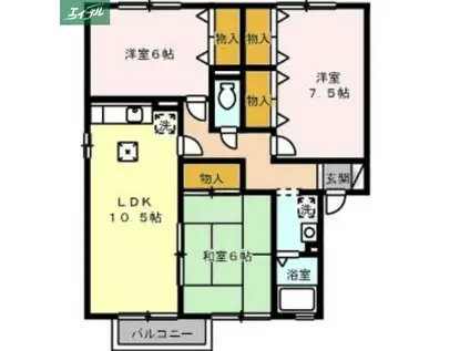 あかり A棟(3LDK/1階)の間取り写真