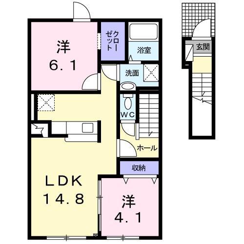 プランドール(2LDK/2階)の間取り写真