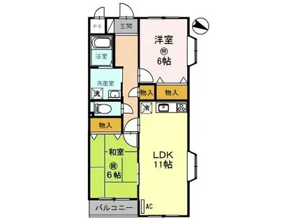 グレイスフル神前(2LDK/1階)の間取り写真