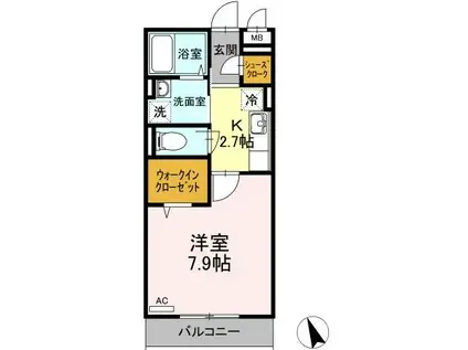 BLESS辻堂ブレス(1K/2階)の間取り写真