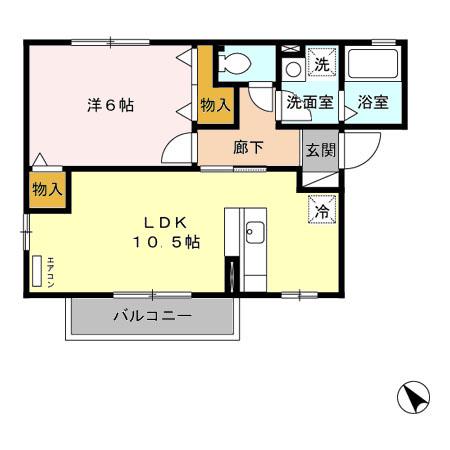 クレール西原(1LDK/2階)の間取り写真