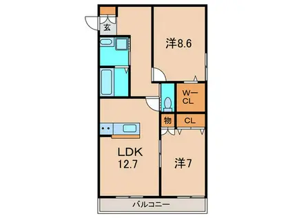 ベルフィールド(2LDK/2階)の間取り写真