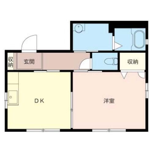 マルベリー高根(1DK/1階)の間取り写真
