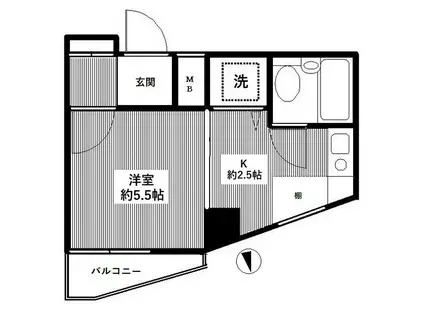 クレッセント西荻窪(1K/5階)の間取り写真