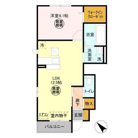 アネシスII(1LDK/1階)の間取り写真