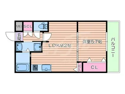 MAISON.CHOUCHOU(1LDK/2階)の間取り写真