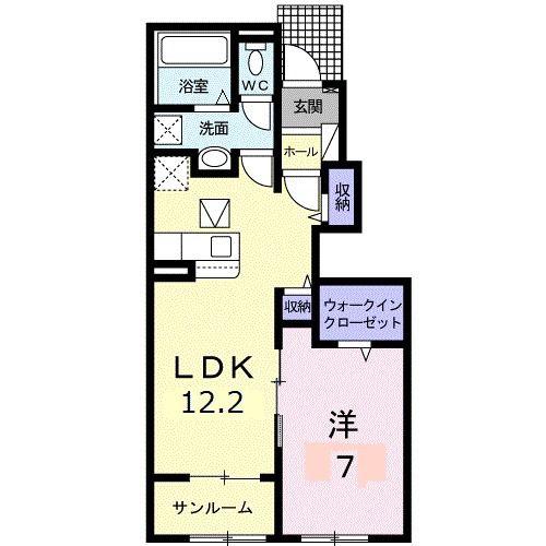 クラール飯田町B(1LDK/1階)の間取り写真