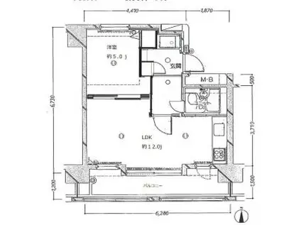 ルネ御苑プラザ(1LDK/9階)の間取り写真