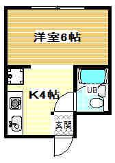 松ハイツ(1DK/2階)の間取り写真