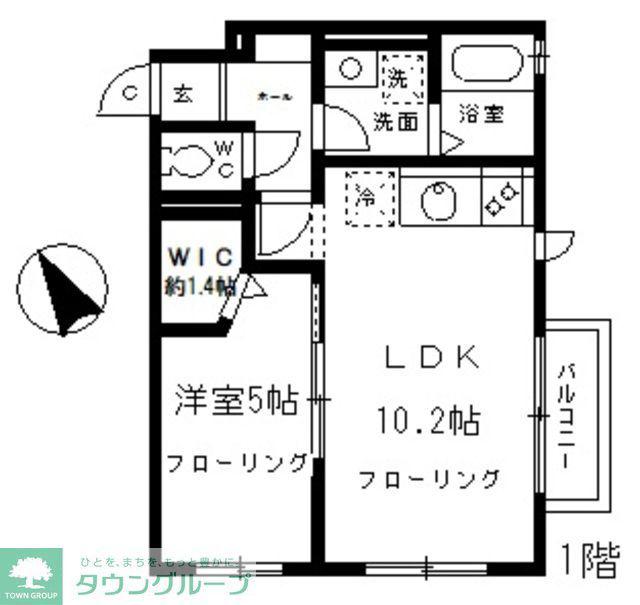 クローバーハイツ(1LDK/1階)の間取り写真