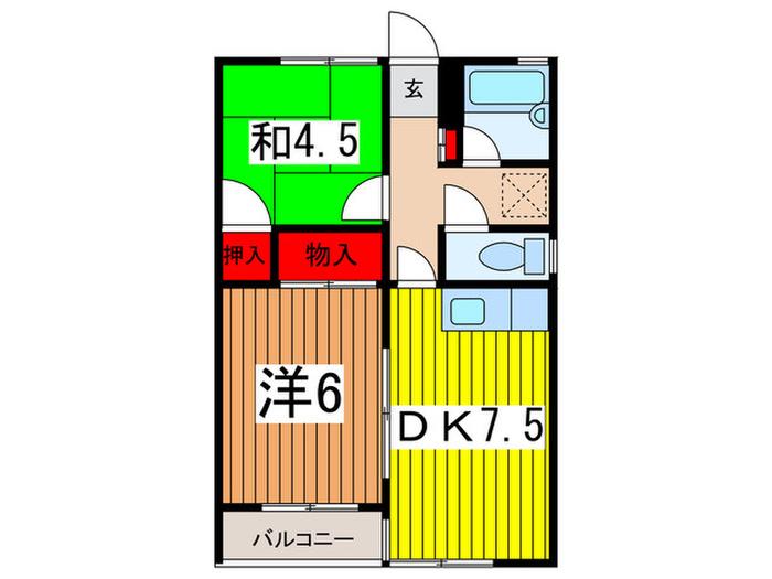 デュエット本太(2DK/2階)の間取り写真