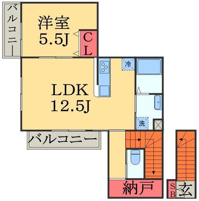 アムール MON FRERE(1LDK/2階)の間取り写真