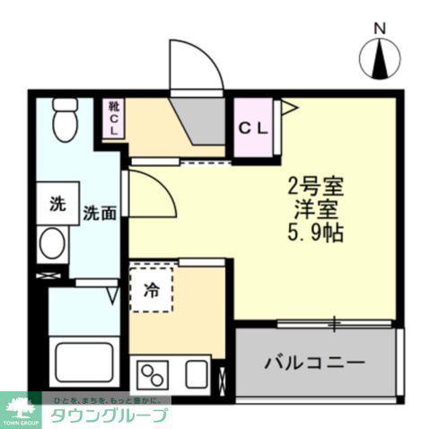 ベイルーム東本厚木(1K/1階)の間取り写真