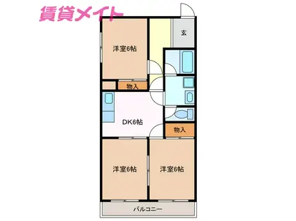 エスペランサ(3DK/2階)の間取り写真