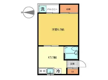 ハイツシルヴィア(1K/3階)の間取り写真