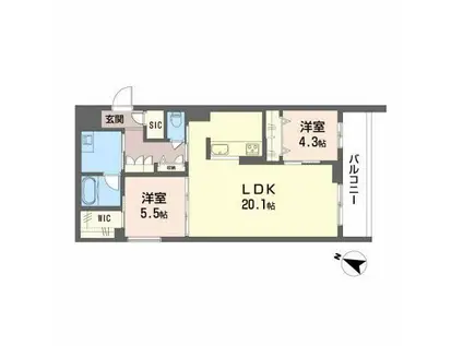 シャーメゾン リバーサイド(2LDK/4階)の間取り写真