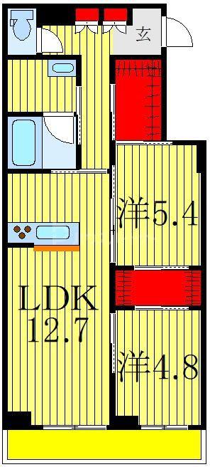 ヴェールデオトー(2LDK/2階)の間取り写真