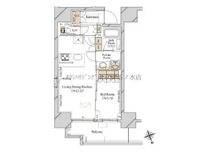 ブランシエスタ飯田橋(1LDK/4階)の間取り写真