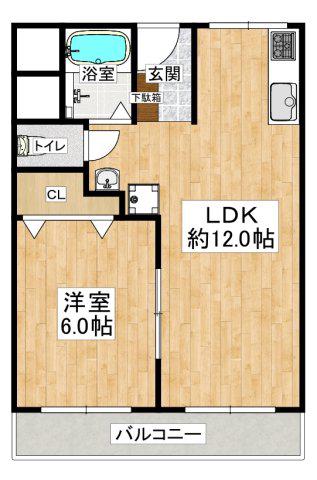 グランデ石屋川I(1LDK/3階)の間取り写真