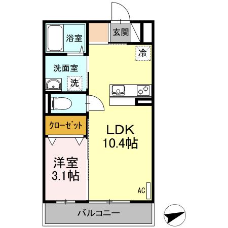 KS003(1LDK/1階)の間取り写真