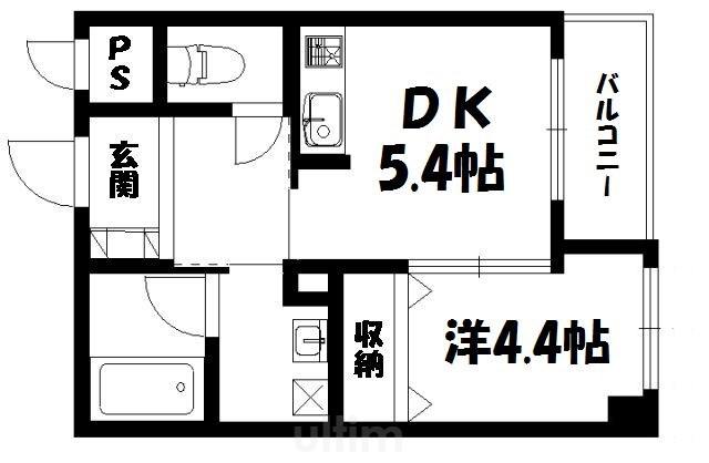 武三ビルディング(1DK/2階)の間取り写真