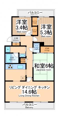 フィール天神町2号館(3LDK/3階)の間取り写真