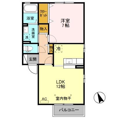 パレット A(1LDK/2階)の間取り写真