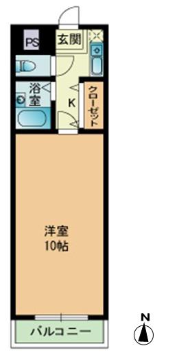 アイレックス南天神(1K/2階)の間取り写真