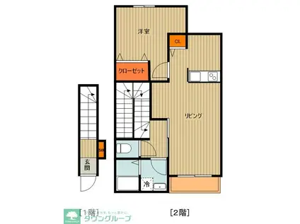 コンフォルテS(1LDK/2階)の間取り写真