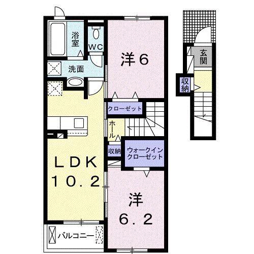 さざんか(2LDK/2階)の間取り写真