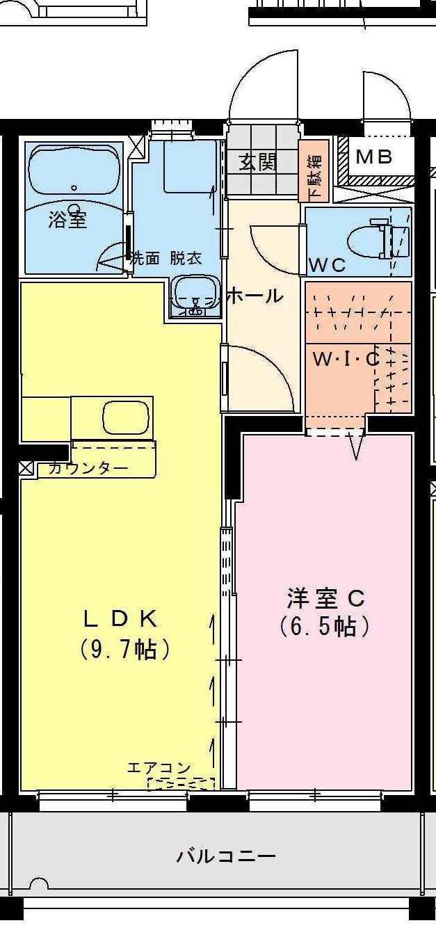 クレッシェンド(1LDK/2階)の間取り写真