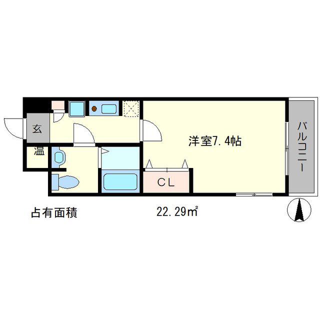 エスクレア出町柳(1K/4階)の間取り写真