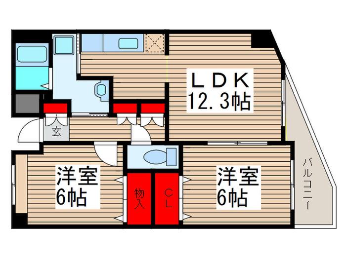クレストコート(2LDK/5階)の間取り写真