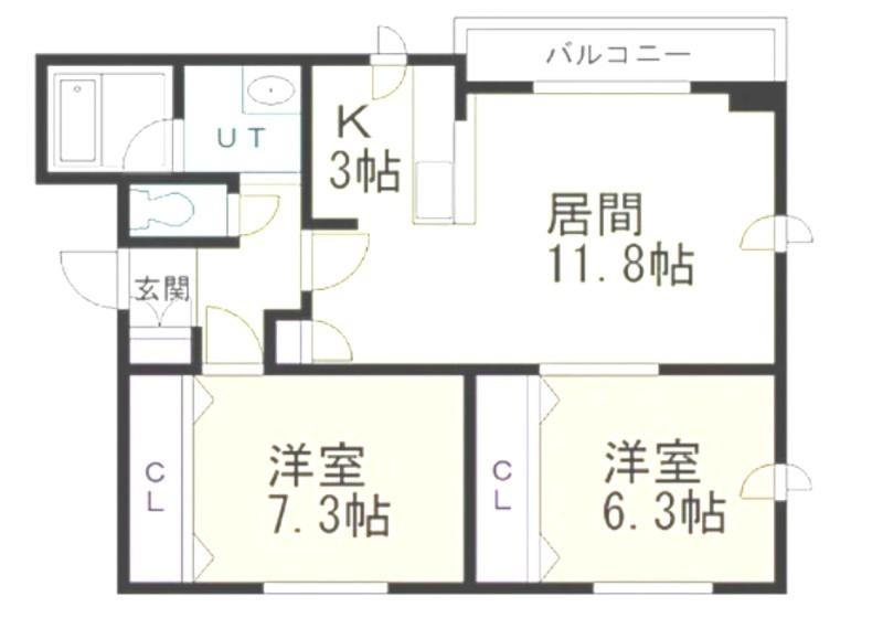 Fコート(2LDK/3階)の間取り写真