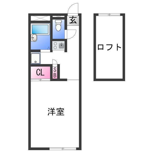 レオパレス壱番館(1K/1階)の間取り写真