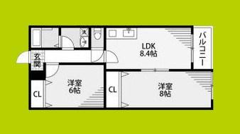 クレセル利倉東I(2LDK/3階)の間取り写真