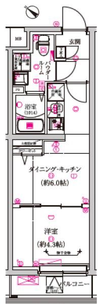REGALIZ武蔵小山 レガリス武蔵小山(1DK/4階)の間取り写真