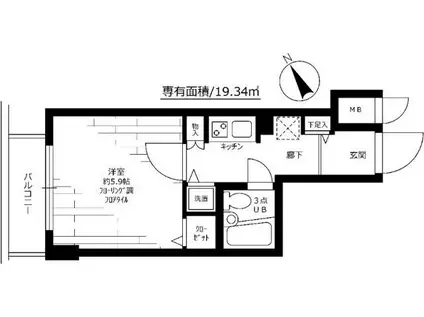 ステージファースト青山(1K/3階)の間取り写真