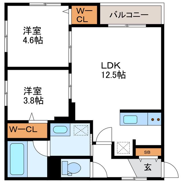RAFFINE ラフィネ(2LDK/2階)の間取り写真